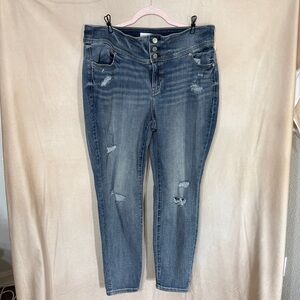 Lane Bryant Distressed Skinny Jeans in Blue